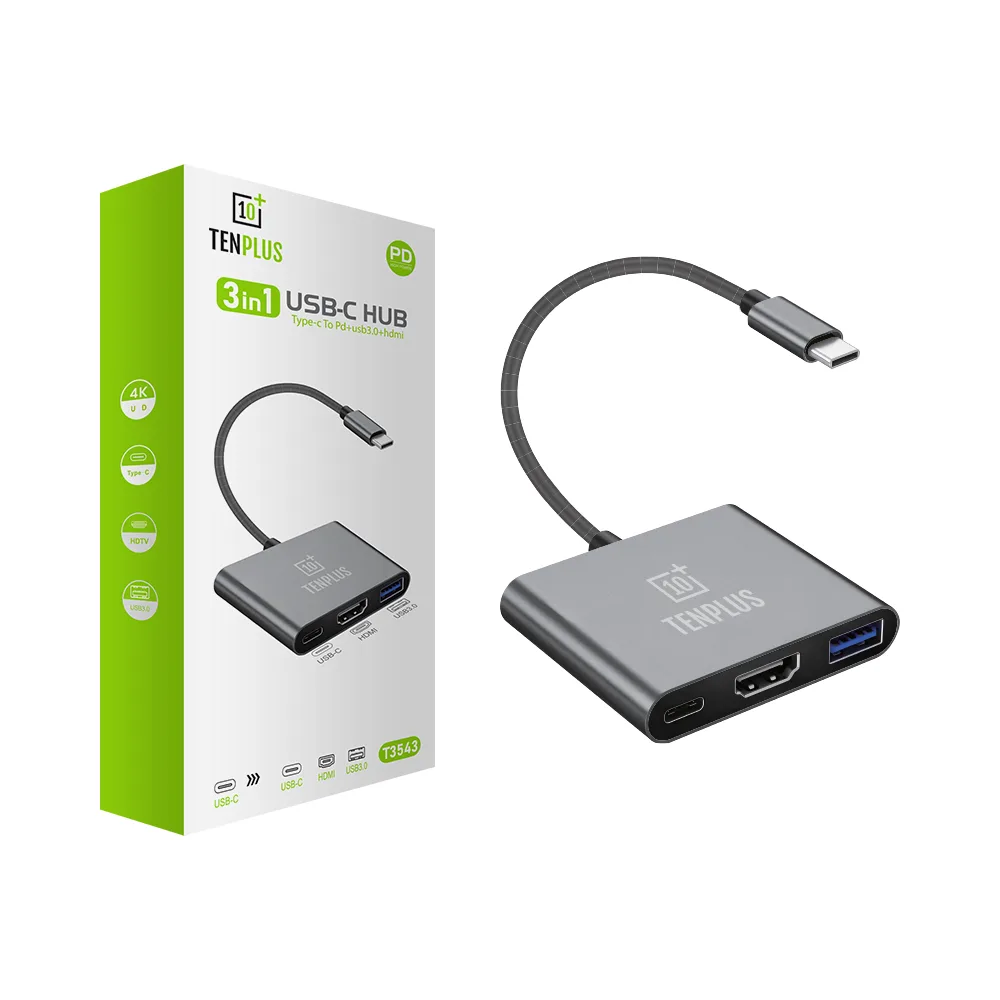 3in1 Type C To PD+USB3.0  +HDMI T3543