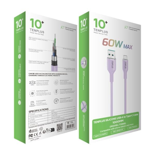 Silicone cable USB - C lavander  T3566